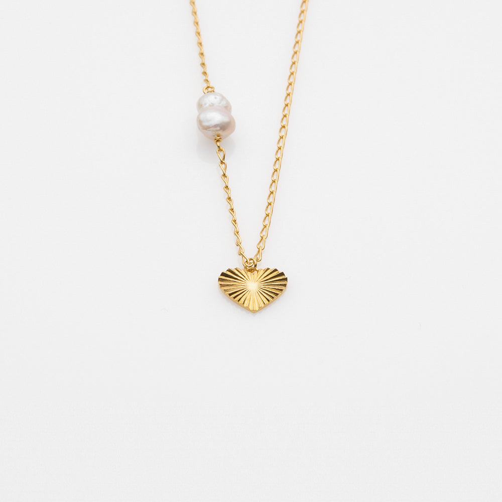 Sea & Sun pearl & heart κολιέ χρυσό