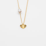 Sea & Sun pearl & heart κολιέ χρυσό