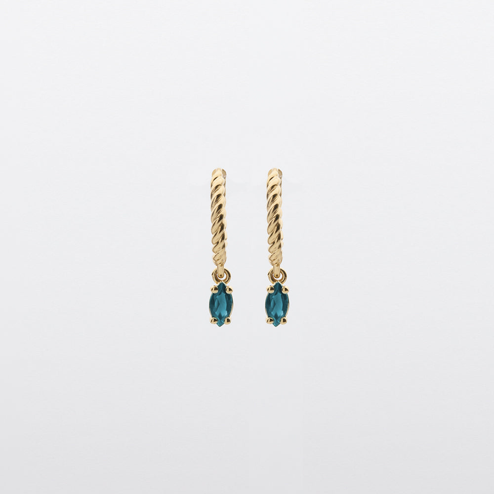 Fizzy blue topaz σκουλαρίκια huggies κίτρινο χρυσό 14Κ