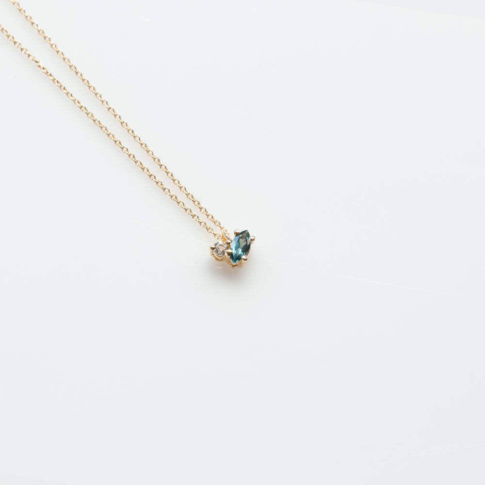 Fizzy blue & white topaz κολιέ κίτρινο χρυσό 14Κ