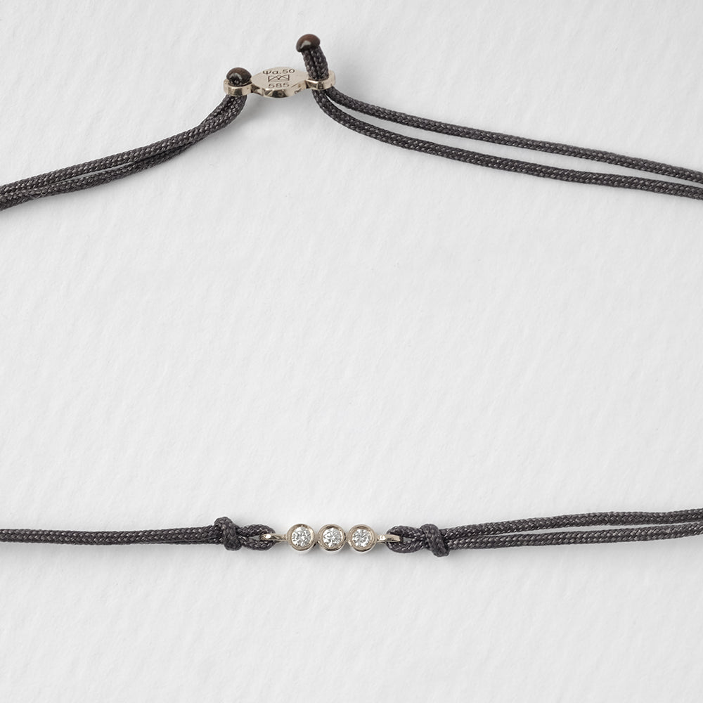 Astro triplet βραχιόλι με κλωστή λευκό χρυσό 14Κ