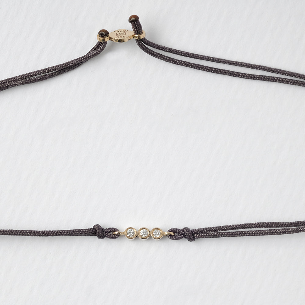 Astro triplet βραχιόλι με κλωστή κίτρινο χρυσό 14Κ