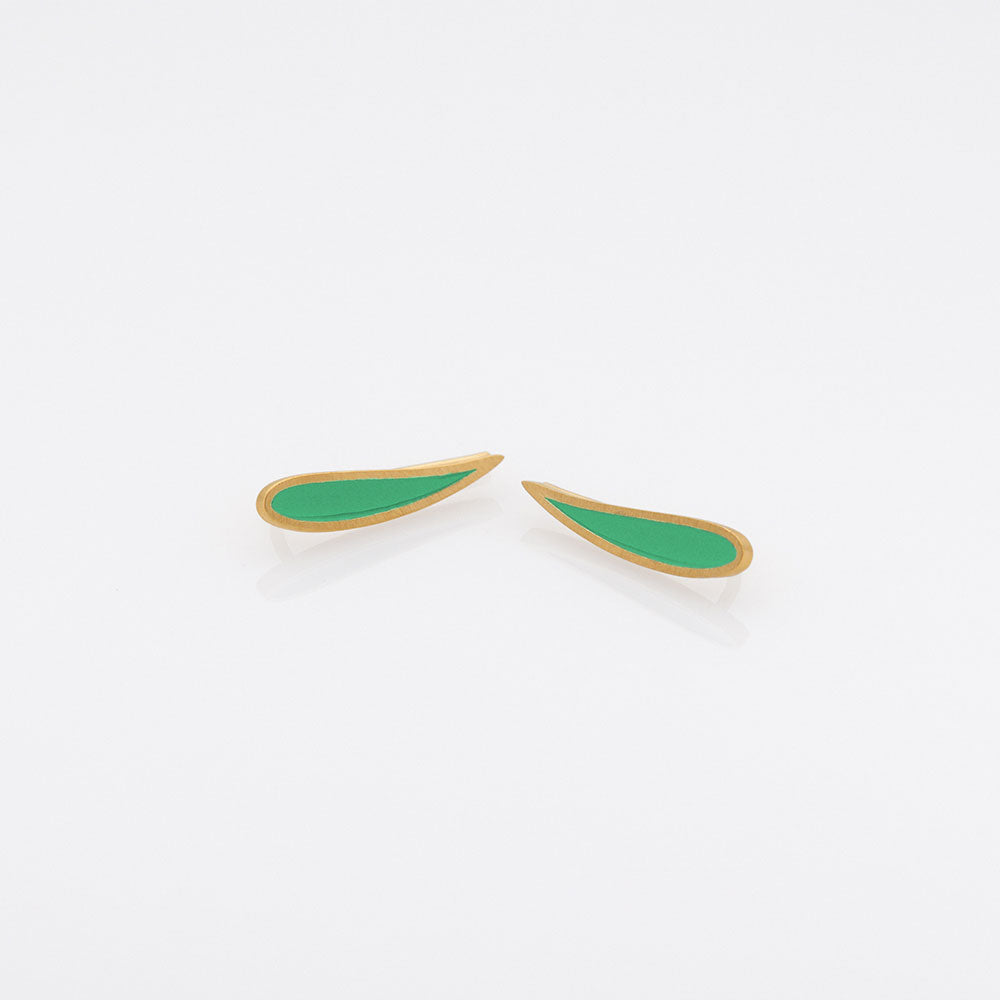Palette Extended leaf σκουλαρίκια χρυσό No Limits Green