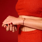 Pinky Promise Lucky Charm 2026 βραχιόλι χρυσό με μπορντώ κορδόνι