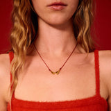 Pinky Promise Lucky Charm 2026 κολιέ χρυσό με μπορντώ κορδόνι