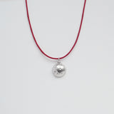 "Ζησ'το στο FULL" κολιέ με μπορντώ κορδόνι ασημί