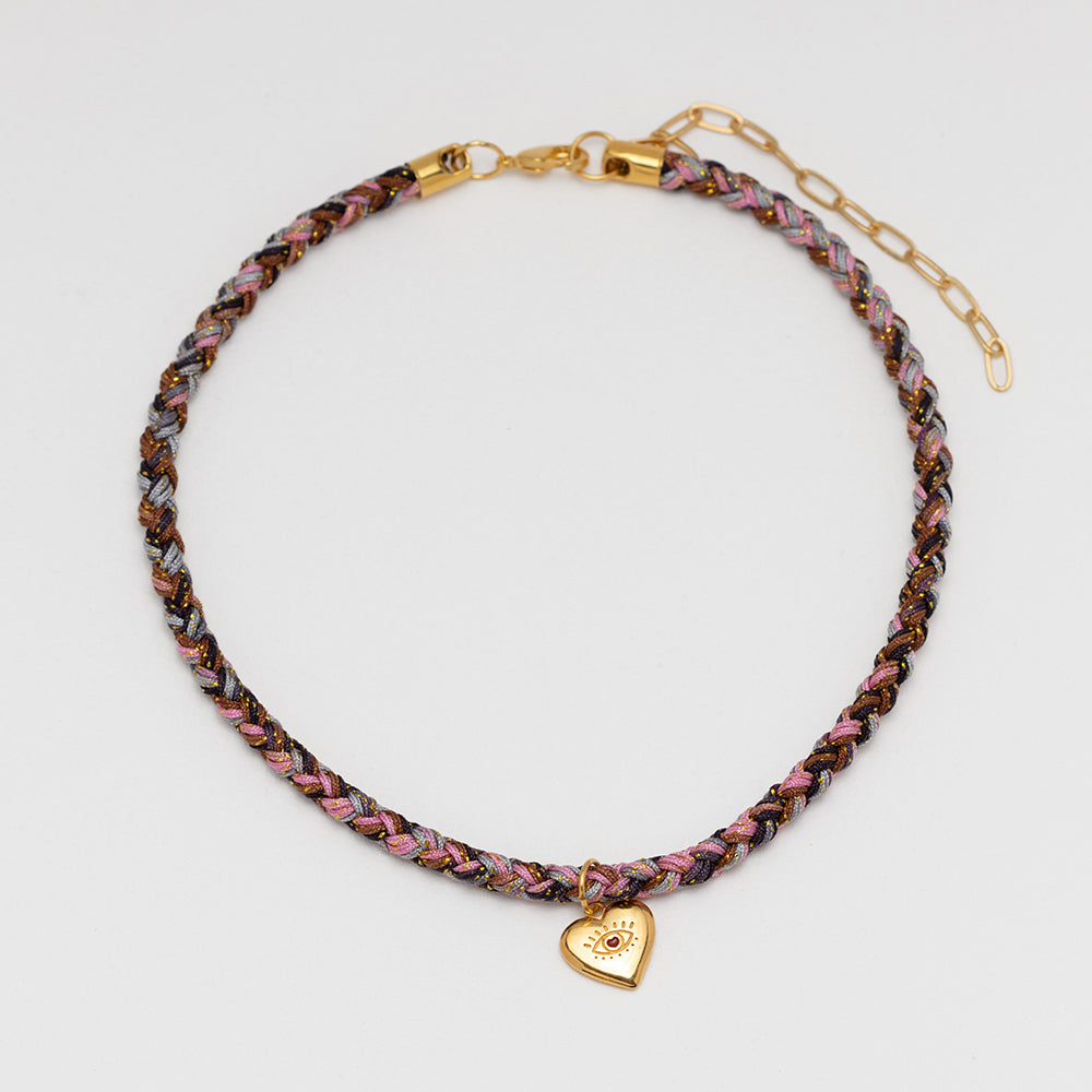 Prigipo x Deximi pink thread necklace gold