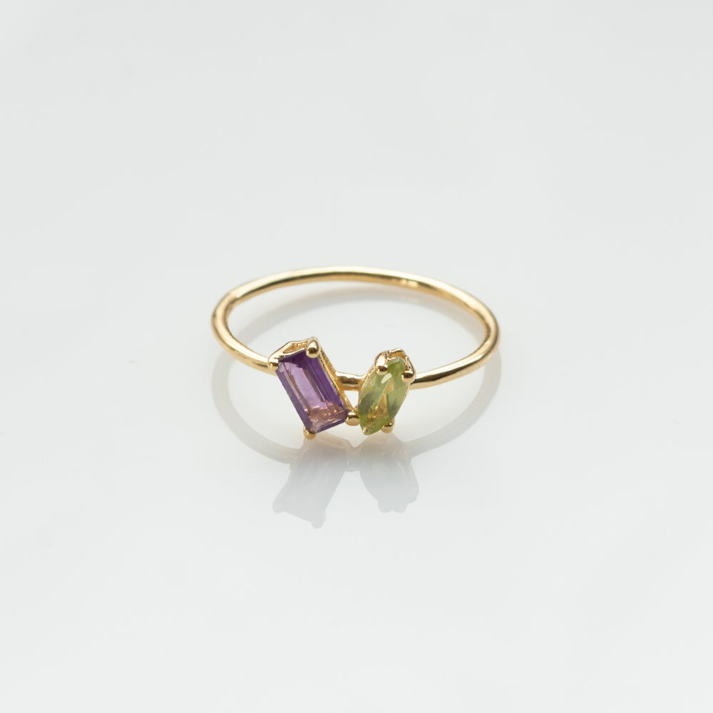 Fizzy amethyst & peridot δαχτυλίδι κίτρινο χρυσό 14Κ