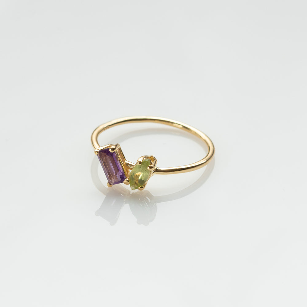 Fizzy amethyst & peridot δαχτυλίδι κίτρινο χρυσό 14Κ