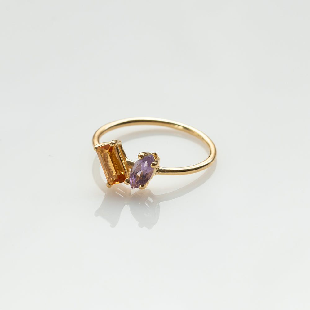 Fizzy citrine & amethyst δαχτυλίδι κίτρινο χρυσό 14Κ