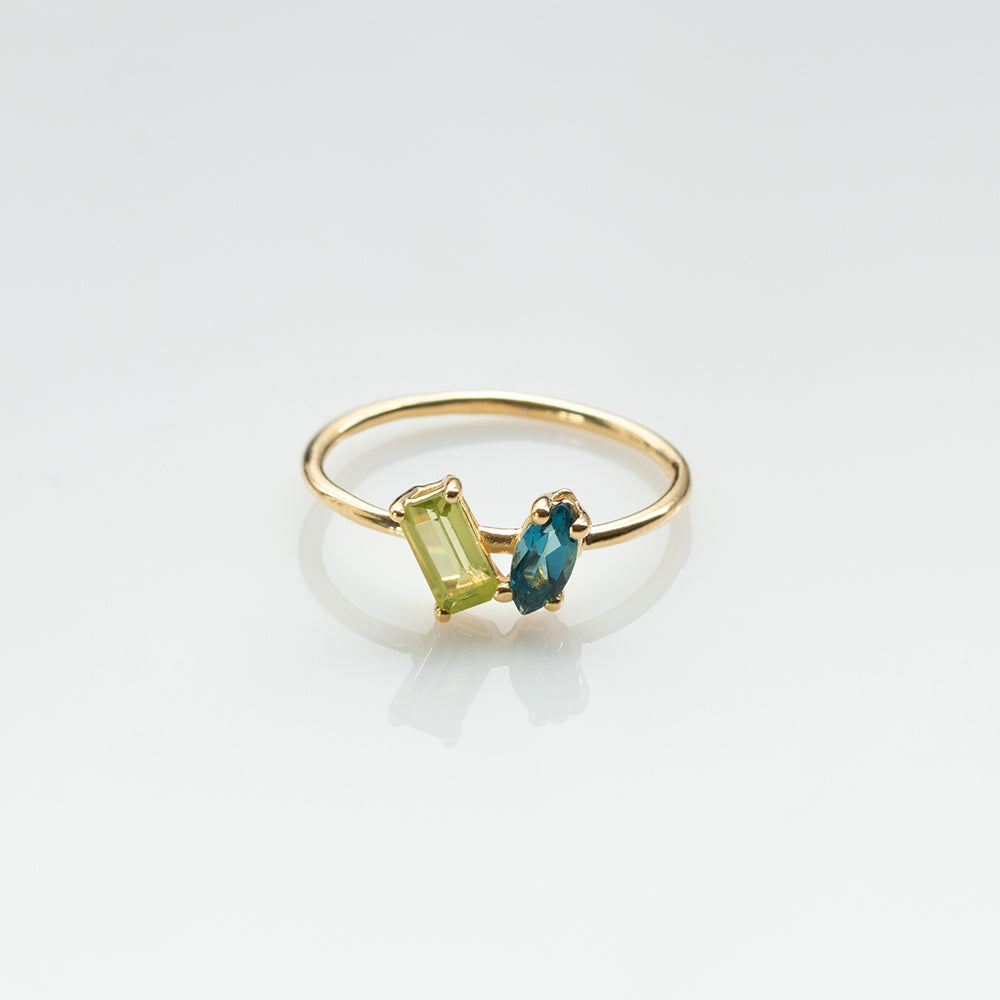 Fizzy peridot & blue topaz δαχτυλίδι κίτρινο χρυσό 14Κ
