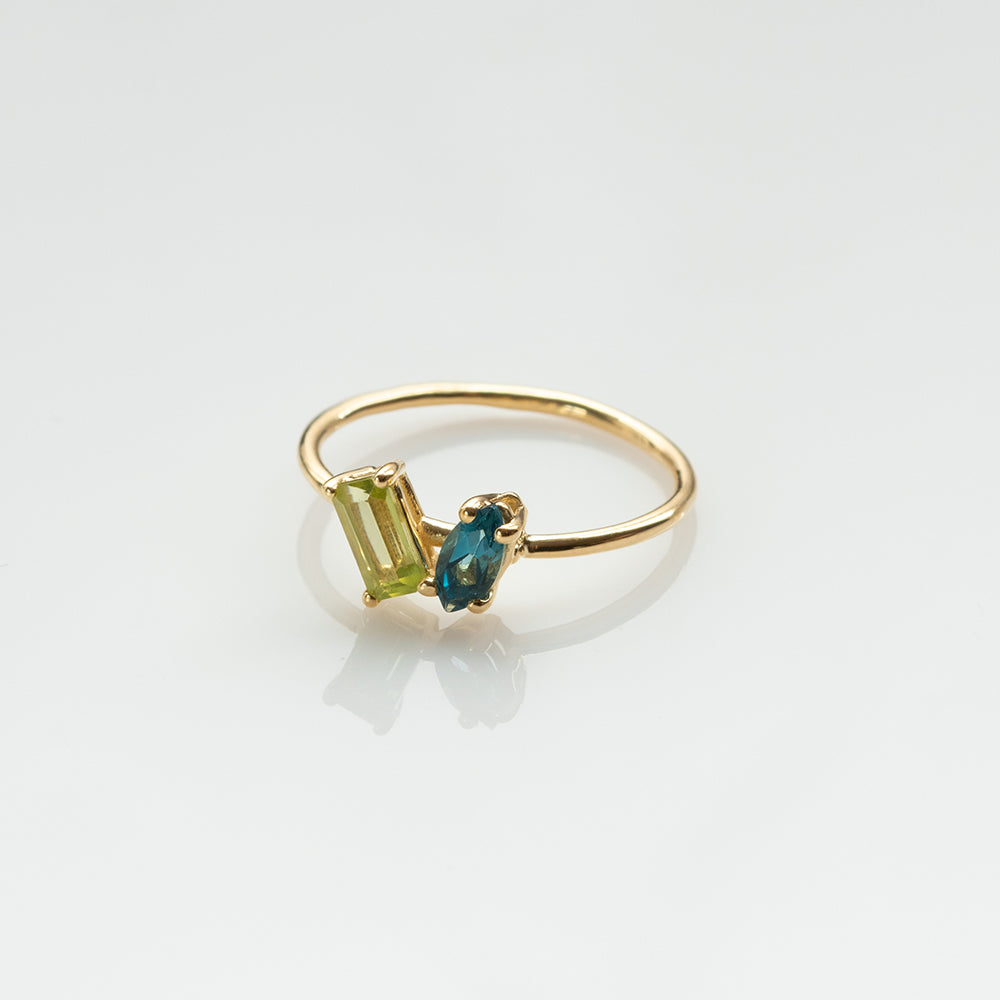 Fizzy peridot & blue topaz δαχτυλίδι κίτρινο χρυσό 14Κ