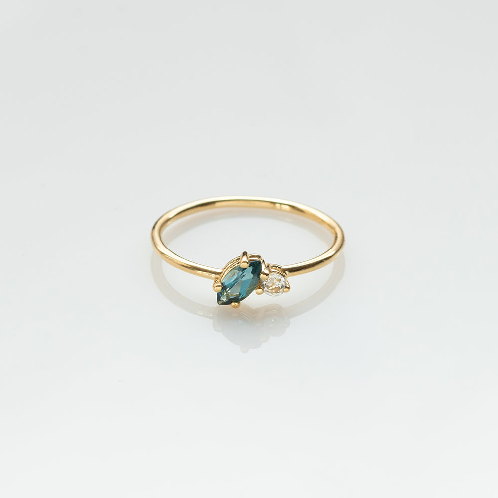 Fizzy blue & white topaz δαχτυλίδι κίτρινο χρυσό 14Κ