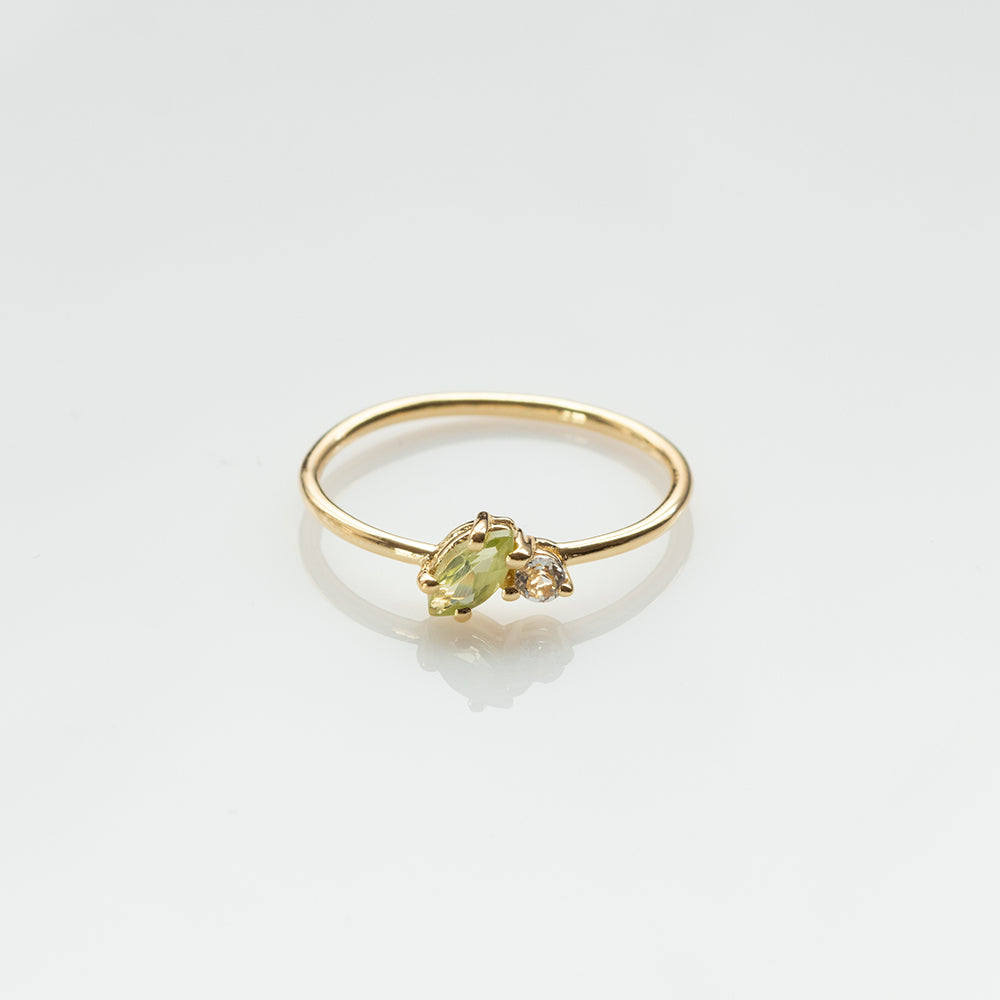 Fizzy peridot & white topaz δαχτυλίδι κίτρινο χρυσό 14Κ