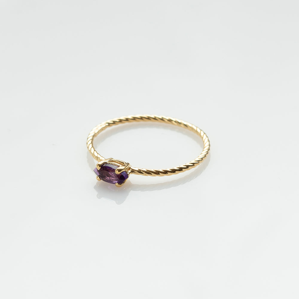 Fizzy rope amethyst δαχτυλίδι κίτρινο χρυσό 14Κ