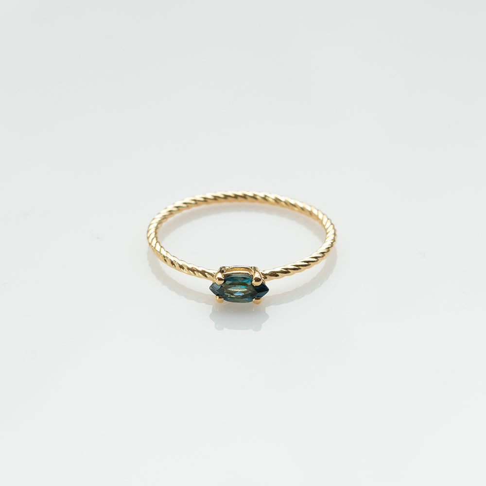 Fizzy rope blue topaz δαχτυλίδι κίτρινο χρυσό 14Κ – PRIGIPO