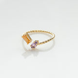 Fizzy rope citrine & amethyst δαχτυλίδι κίτρινο χρυσό 14Κ