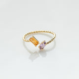 Fizzy rope citrine & amethyst δαχτυλίδι κίτρινο χρυσό 14Κ