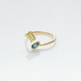 Fizzy rope peridot & blue topaz δαχτυλίδι κίτρινο χρυσό 14Κ