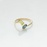 Fizzy rope peridot & blue topaz δαχτυλίδι κίτρινο χρυσό 14Κ