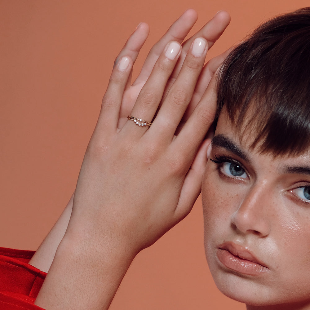 Astro quintet δαχτυλίδι λευκό χρυσό 14Κ