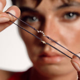 Astro quintet βραχιόλι με κλωστή λευκό χρυσό 14Κ