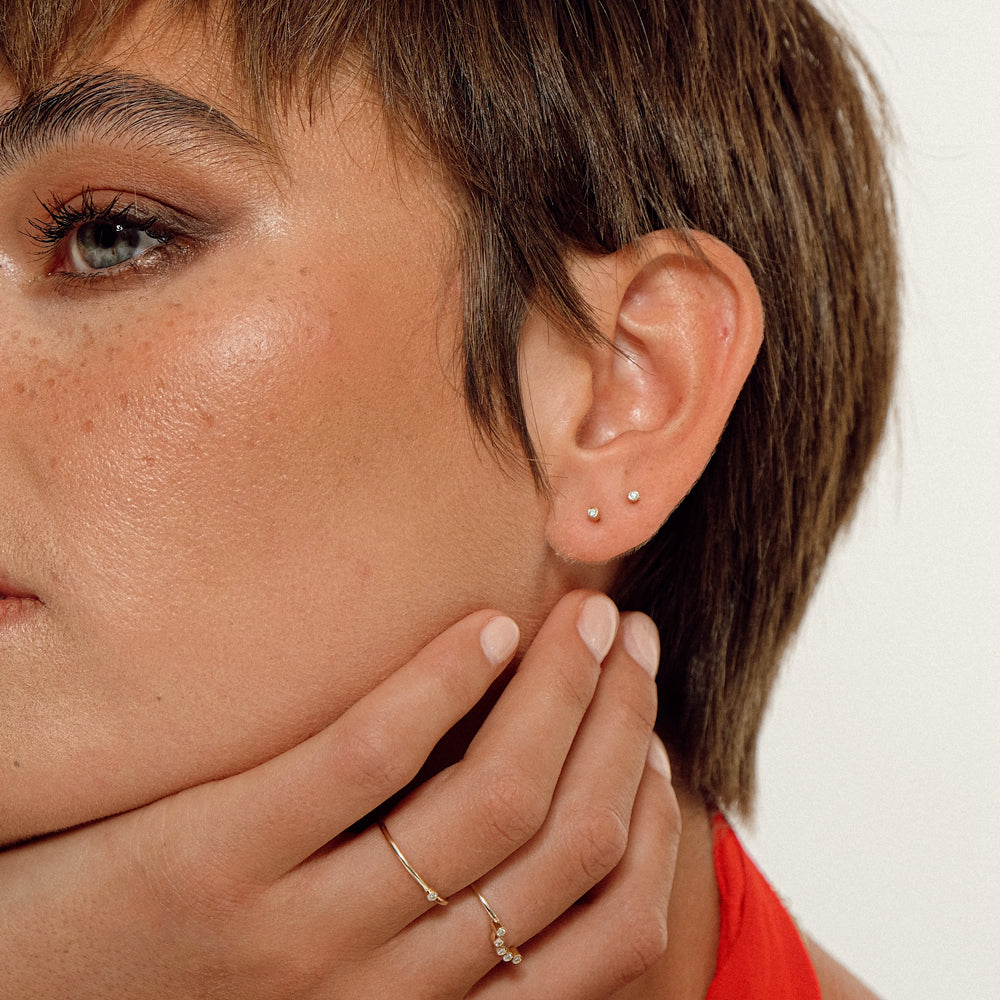 Astro single σκουλαρίκι καρφωτό κίτρινο χρυσό 14Κ