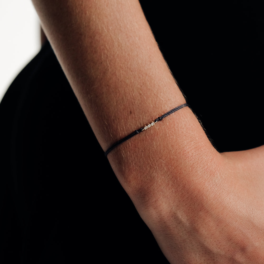 Astro triplet βραχιόλι με κλωστή λευκό χρυσό 14Κ