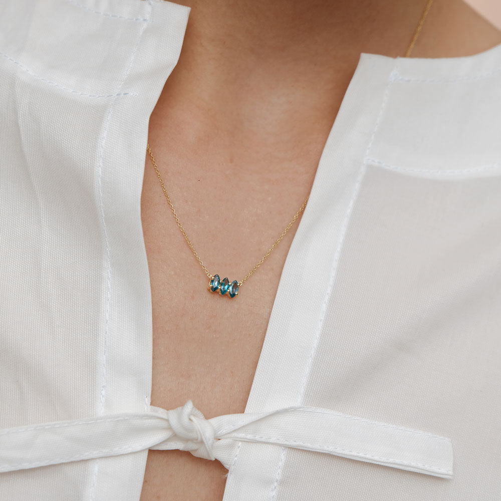 Fizzy blue topaz κολιέ κίτρινο χρυσό 14Κ