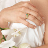 Fizzy peridot & blue topaz δαχτυλίδι κίτρινο χρυσό 14Κ