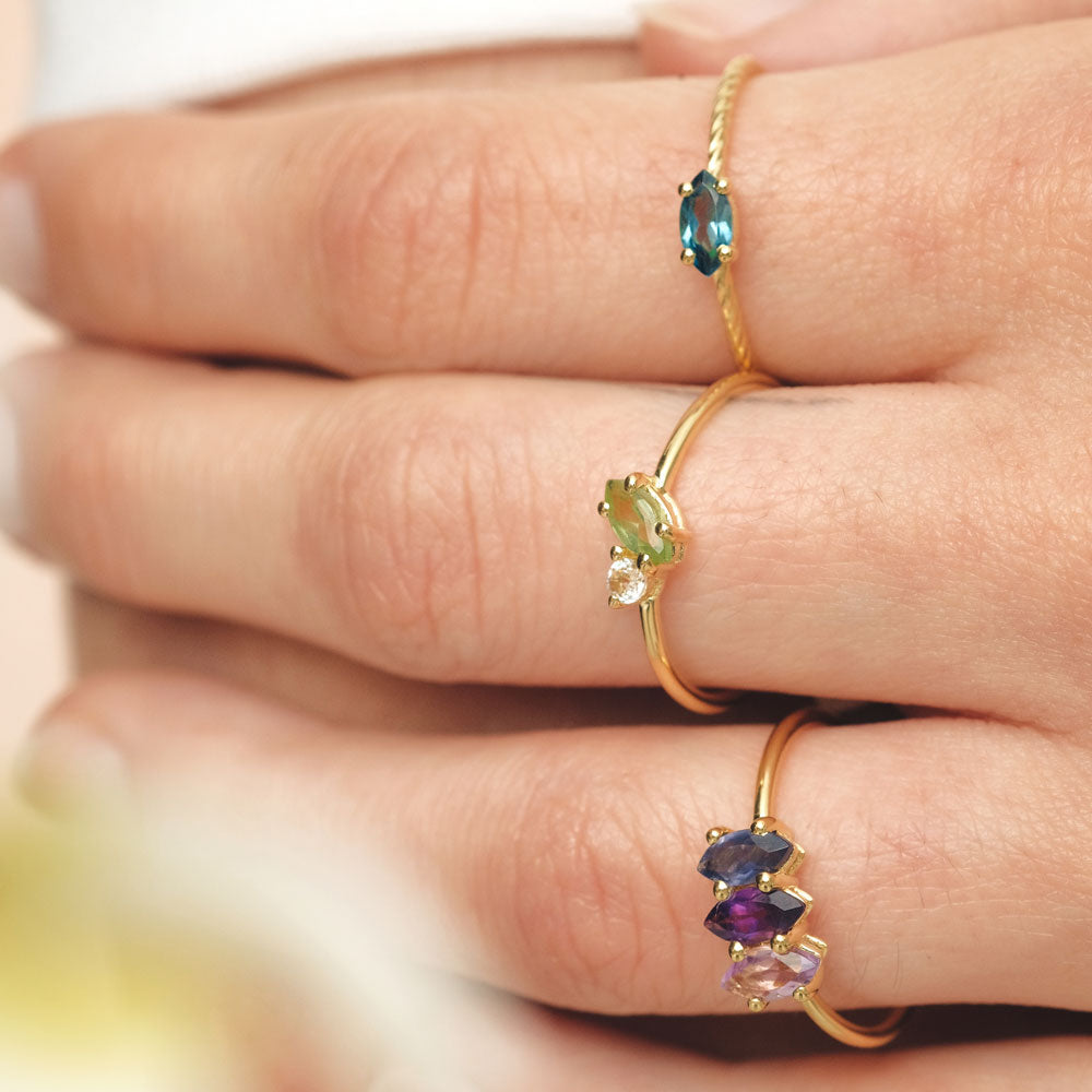 Fizzy peridot & white topaz δαχτυλίδι κίτρινο χρυσό 14Κ