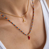 Cornicello κολιέ με κορδόνι χρυσό