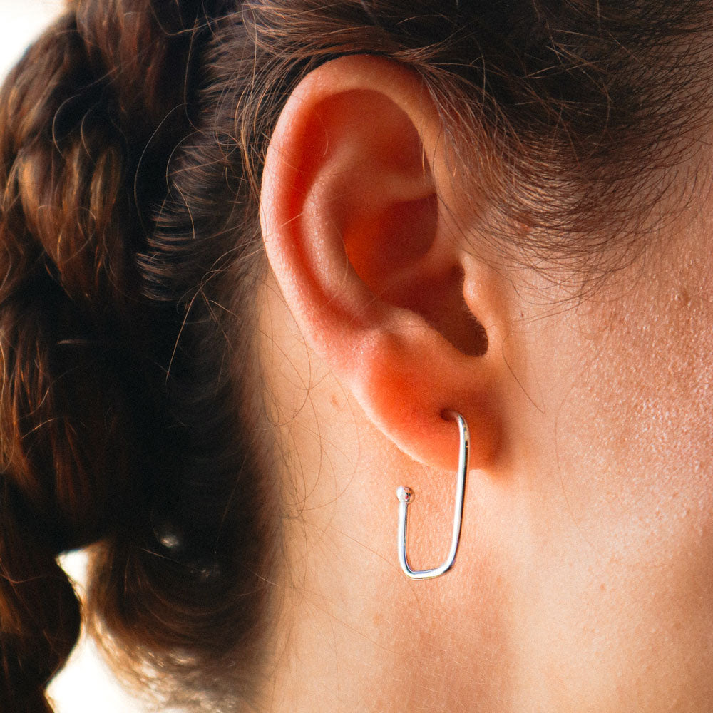 Charming Squares L σκουλαρίκια γυαλιστερά ασημί