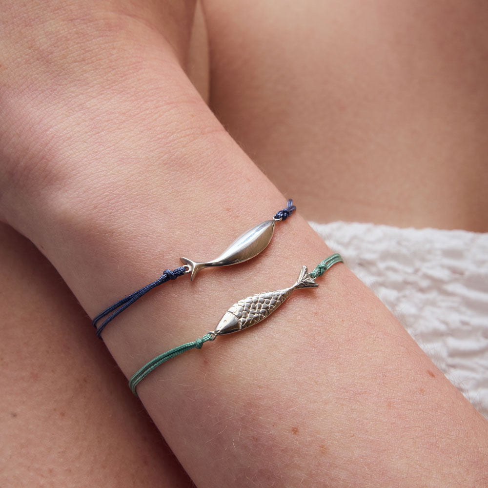 Diving tuna thread bracelet silver