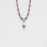 Lithrini κολιέ με κορδόνι ασημί