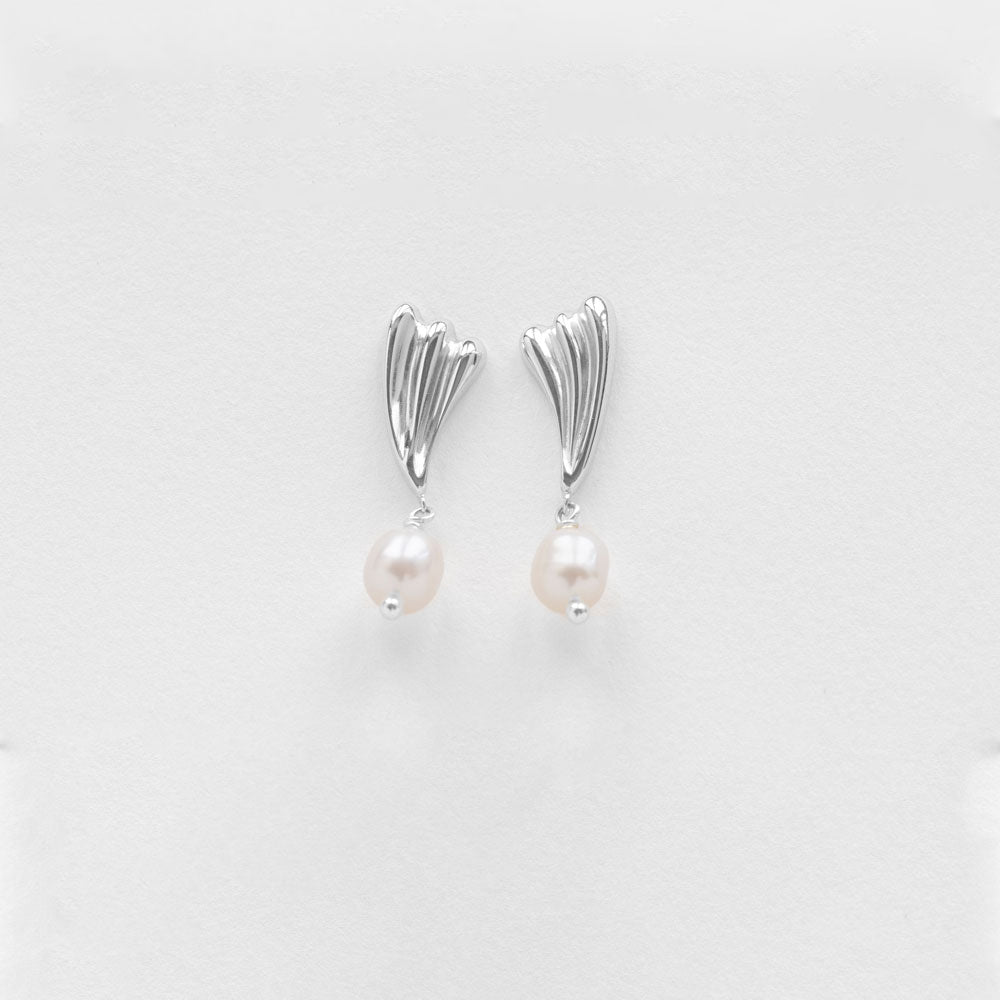 Surfing σκουλαρίκια με μαργαριτάρι ασημί