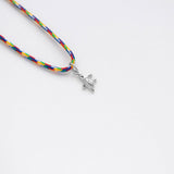 Tartaruga κολιέ με κορδόνι ασημί