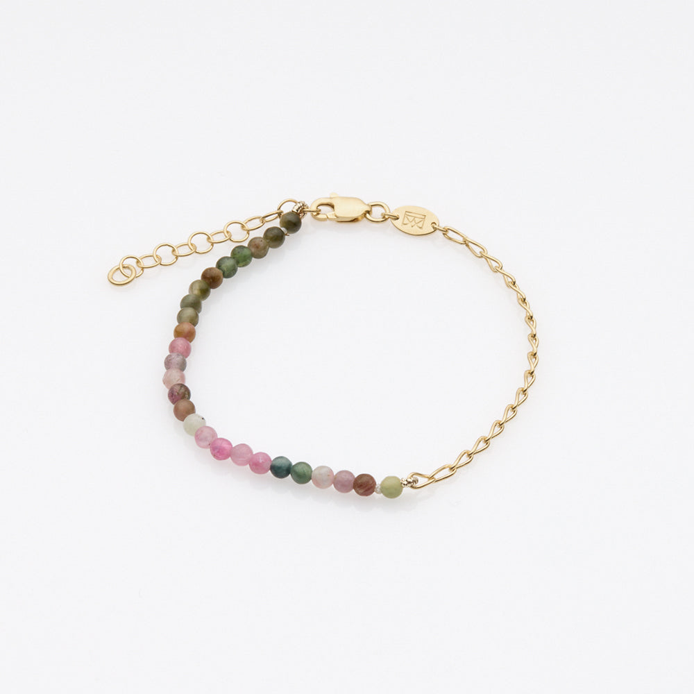 Half & Half tourmaline βραχιόλι κίτρινο χρυσό 14Κ