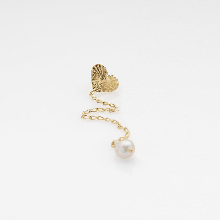 Sea & Sun pearl & heart σκουλαρίκι tall κίτρινο χρυσό 14Κ