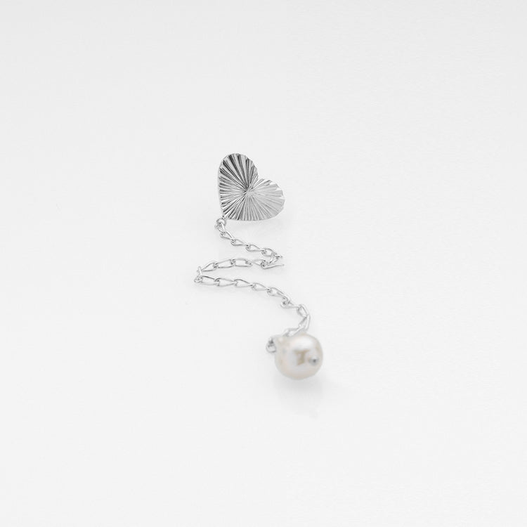 Sea & Sun pearl & heart σκουλαρίκι tall ασημί