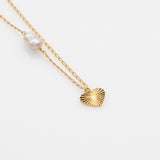 Sea & Sun pearl & heart κολιέ χρυσό