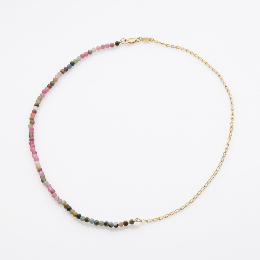 Half & Half tourmaline κολιέ κίτρινο χρυσό 14Κ
