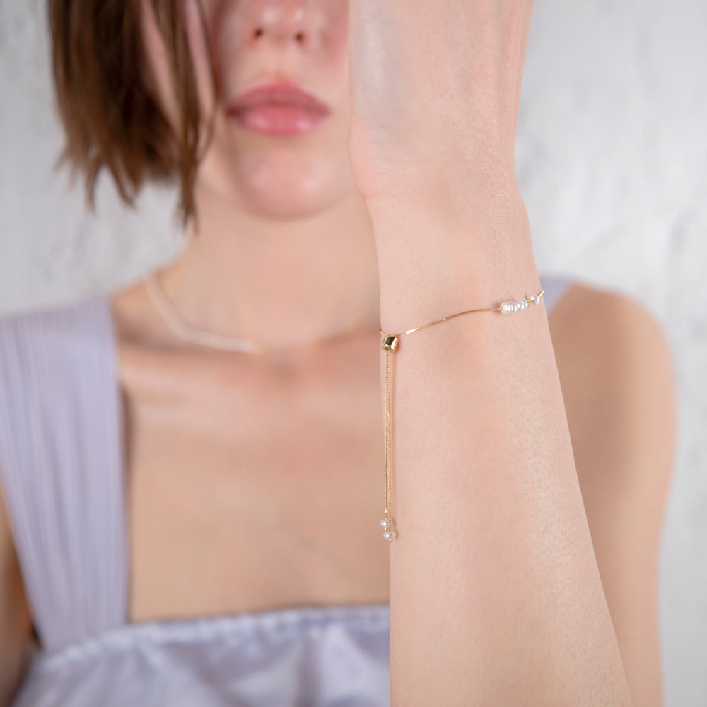 Free the Pearls βραχιόλι κίτρινο χρυσό 14Κ