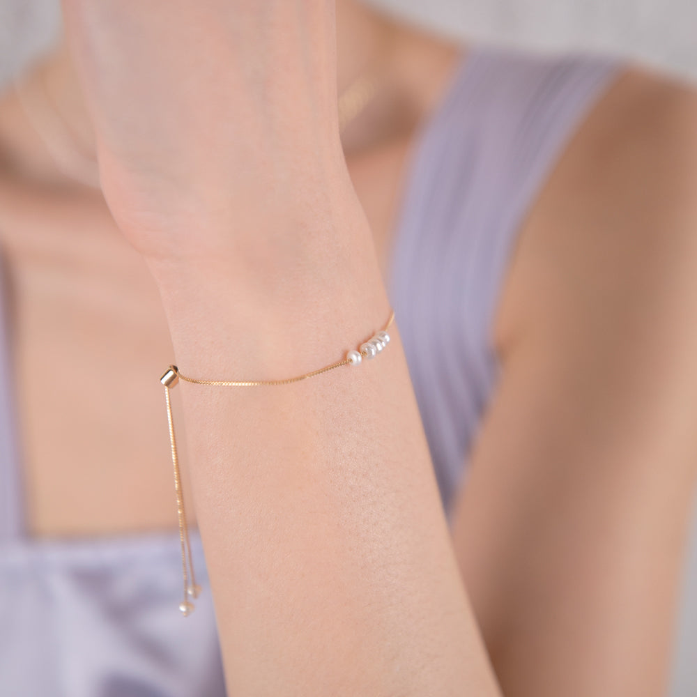 Free the Pearls βραχιόλι κίτρινο χρυσό 14Κ