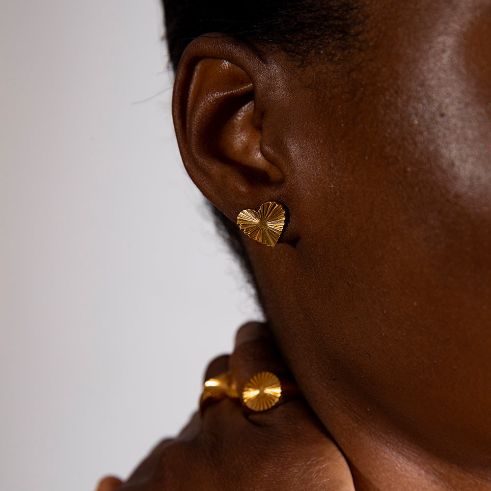 Sea & Sun heart σκουλαρίκια καρφωτά χρυσό