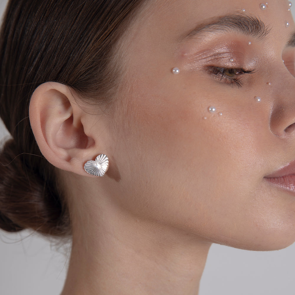 Sea & Sun heart σκουλαρίκια καρφωτά ασημί